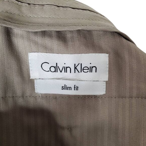 Calvin Klein Flat Front Straight Leg Slim Linen Blend Dress Pants Beige Sz 36x32 - Picture 7 of 13